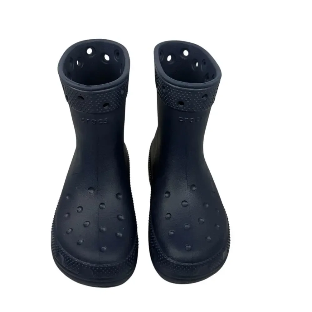 CROCS Classic Unisex Rain Outdoor Rubber Ankle Boots Navy Blue Kids Sz J2